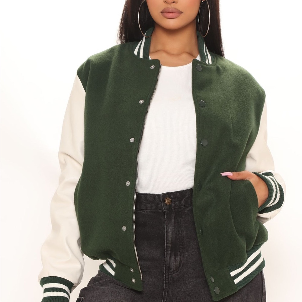 Fashion Nova Game Night Varsity Jacket - Green